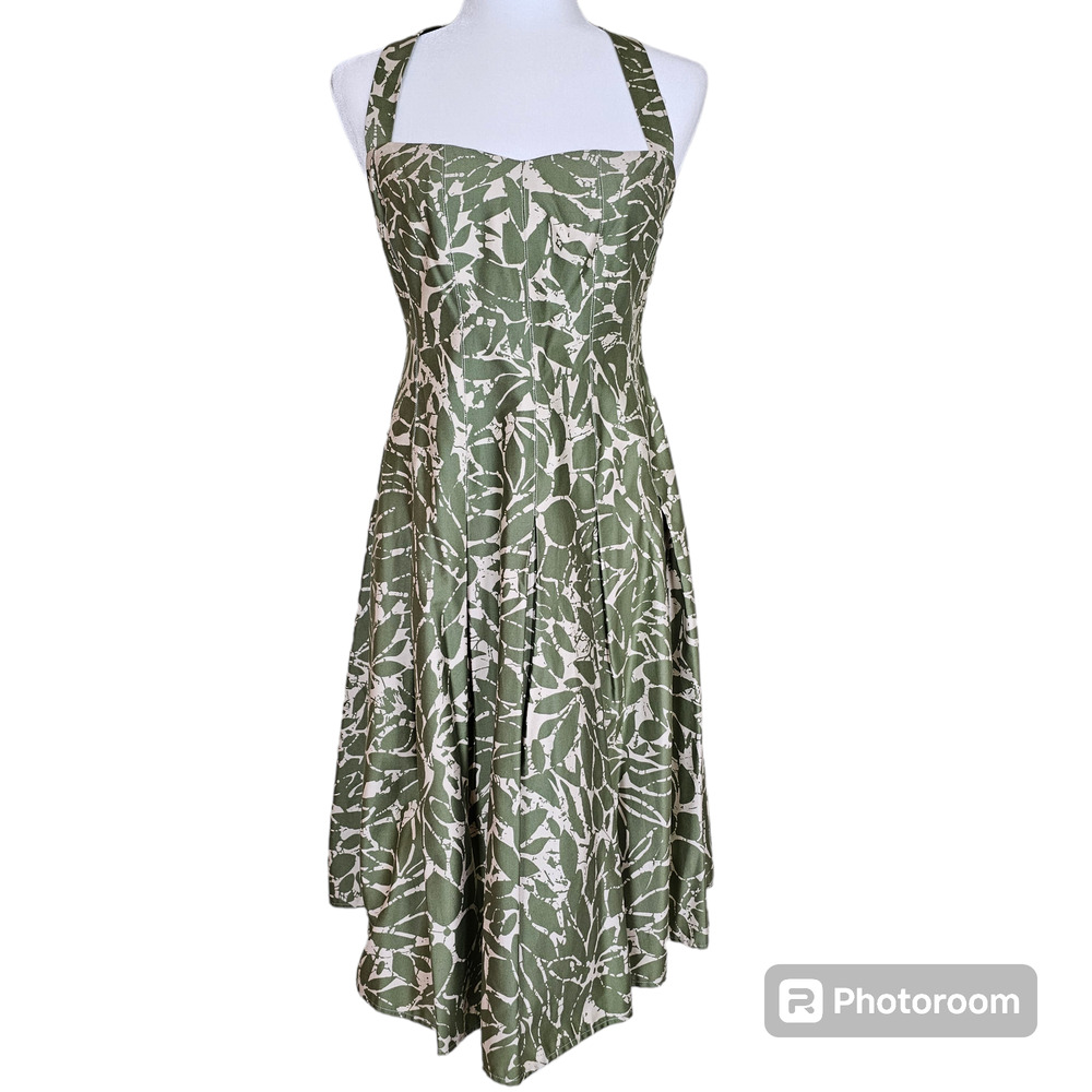 NWT Evan Picone Green Floral Halter Dress 4